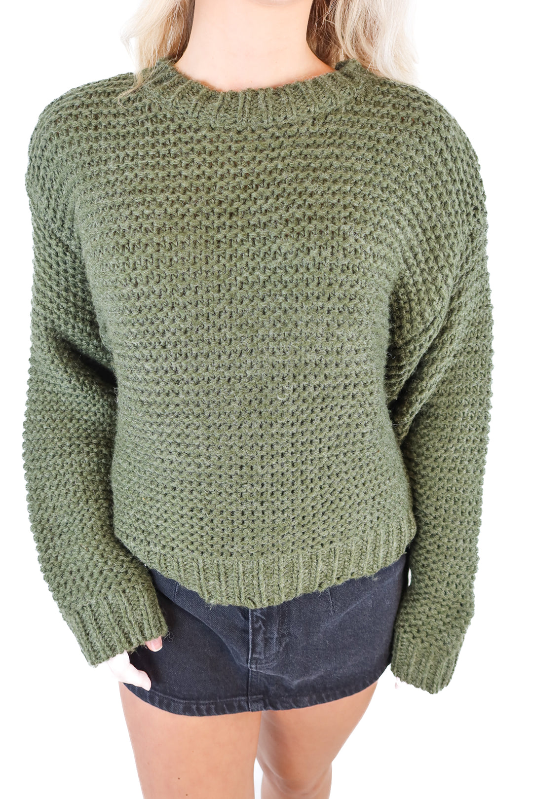 Kittenish Olive Chunky Sweater (XS)
