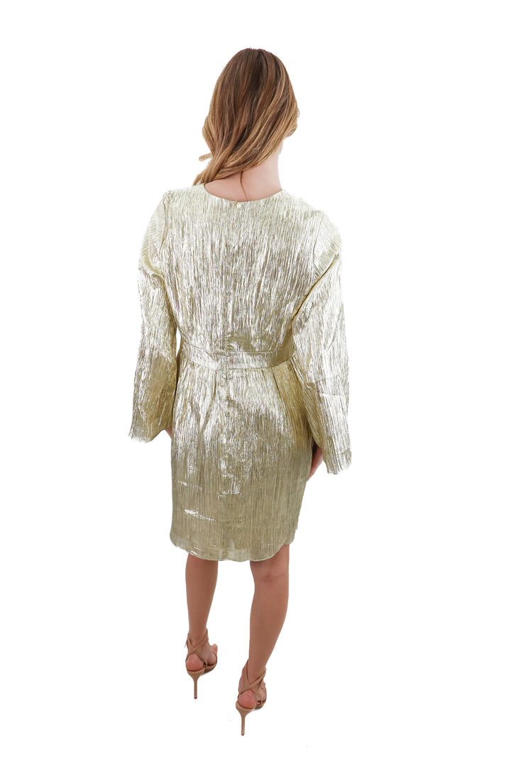 hyacinth house gold metallic dress (l; retail $158)