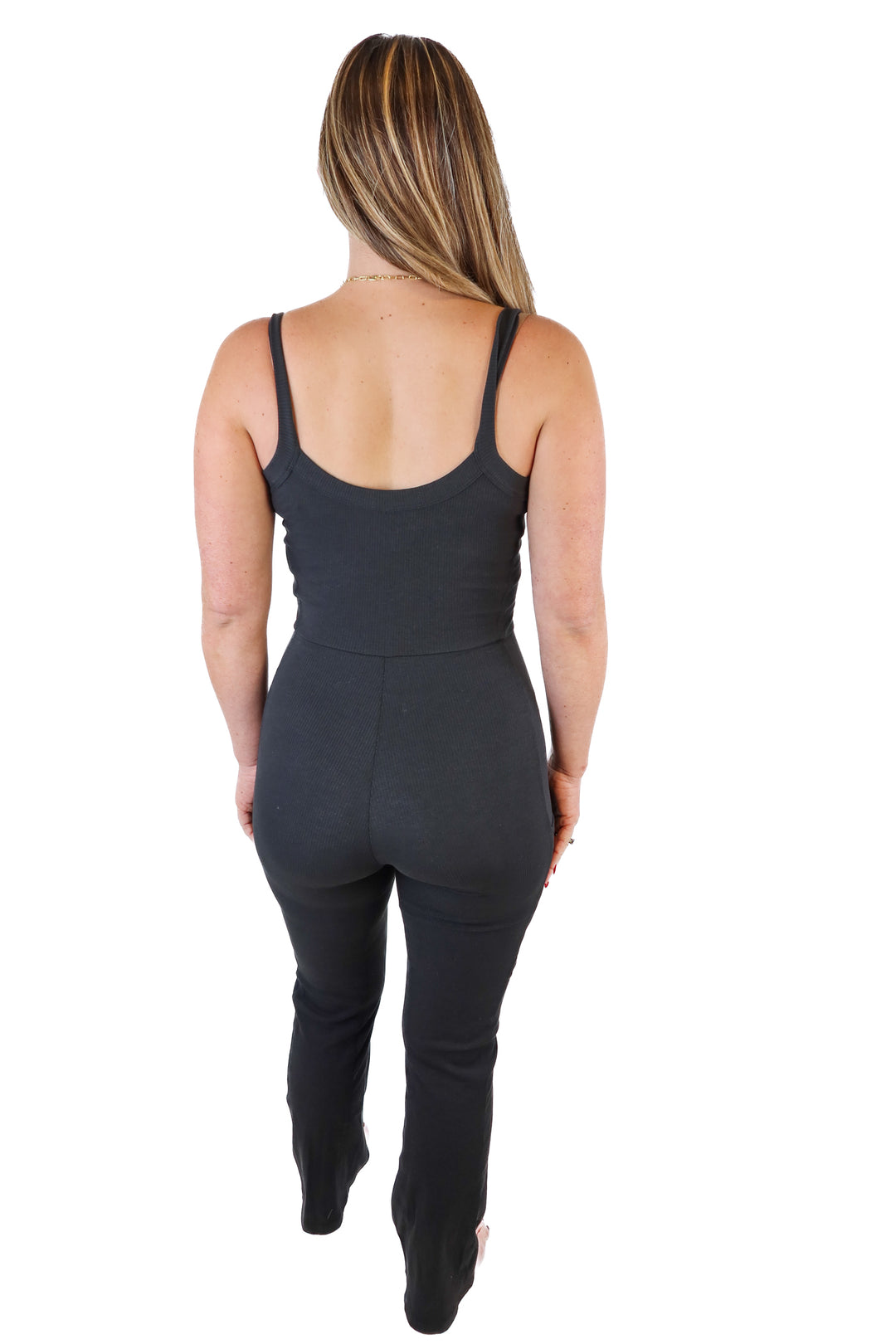 Adidas black ribbed jumpsuit (S; retail $80)