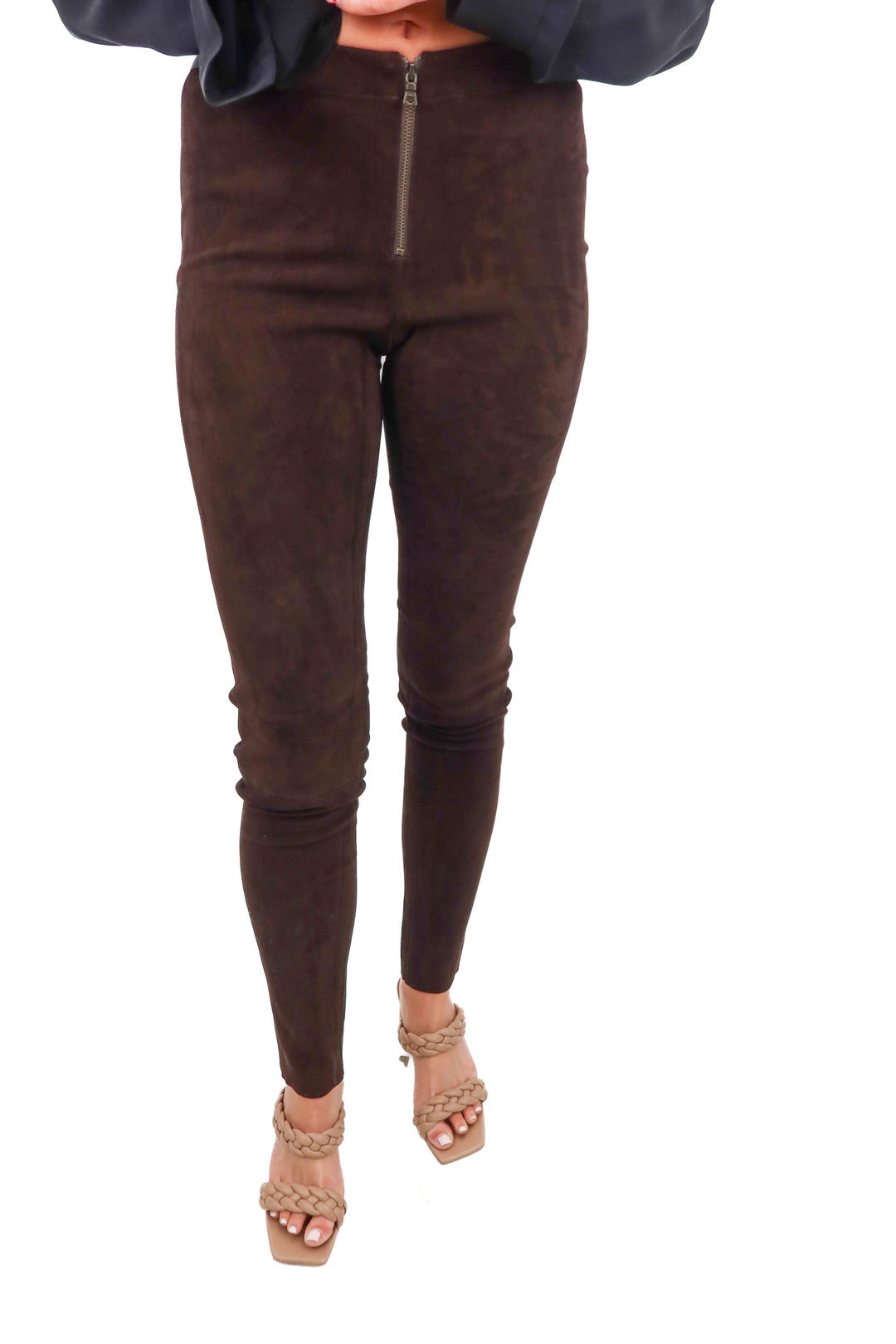 alice + olivia by stavey bendet brown suede leggings NWT (4; retail $798)*