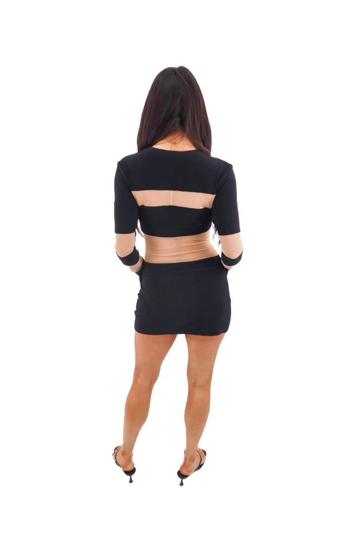 norma kamali black/nude mesh dress (xs; retail $295)