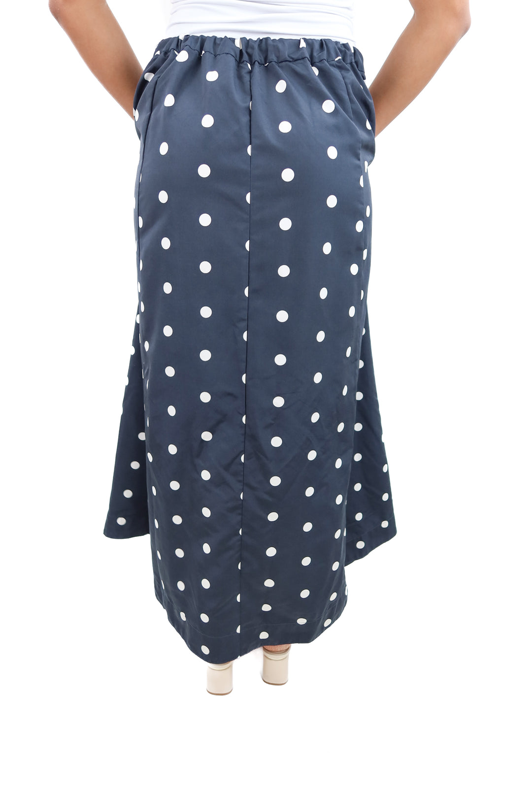 old navy navy blue polka dot skirt (l)