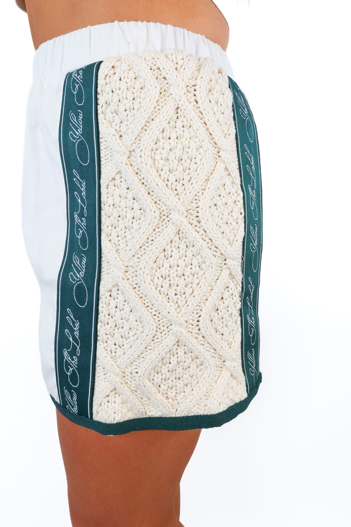 Yellow The Label Ivory/Green Logo Shorts (M/L)
