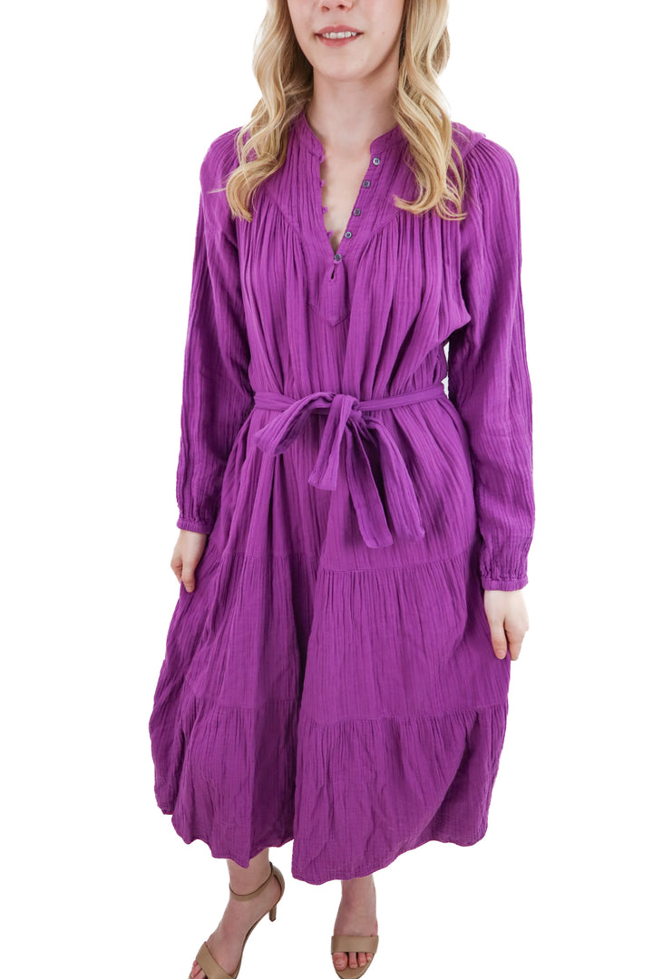 xirena purple long sleeve midi dress (m; retail $295)