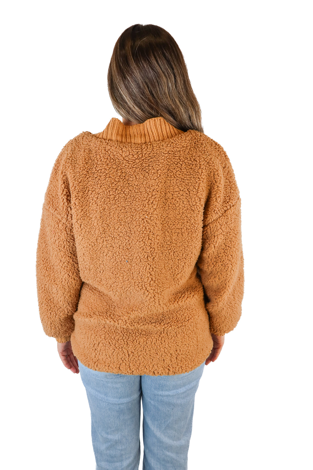 Kittenish Camel Sherpa & Knit Cardigan (S)