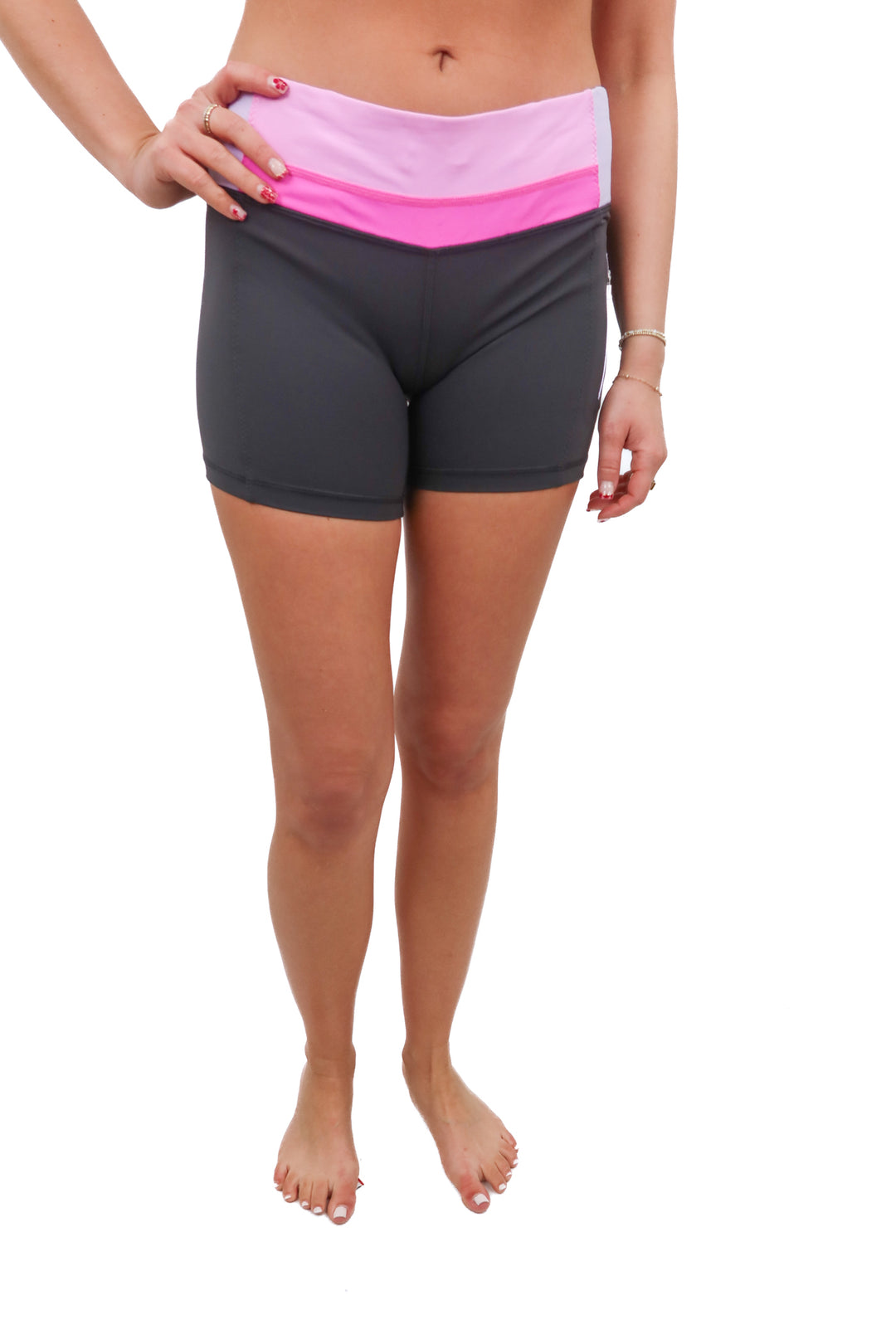 lululemon pink/grey spandex shorts (8)