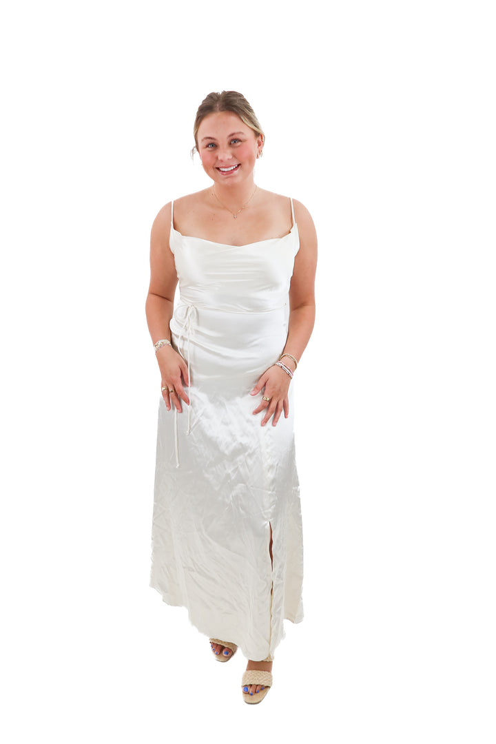 bohme ivory satin dress (l)