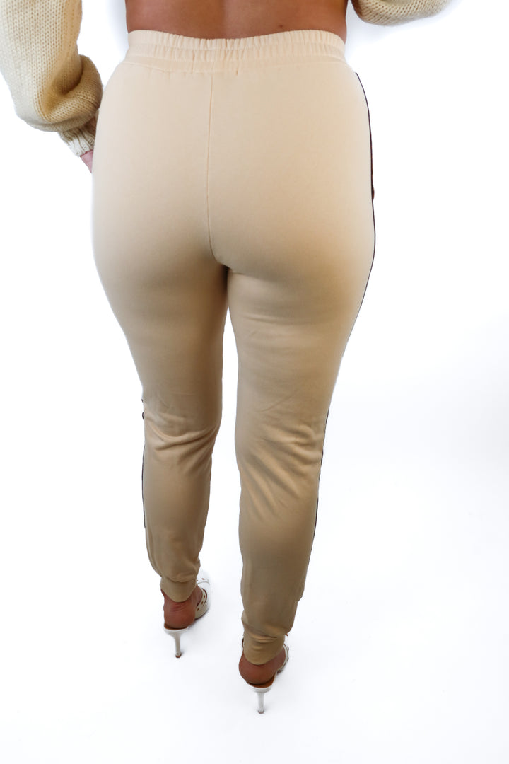 Kittenish Beige Leopard Side Sweatpants (XS)