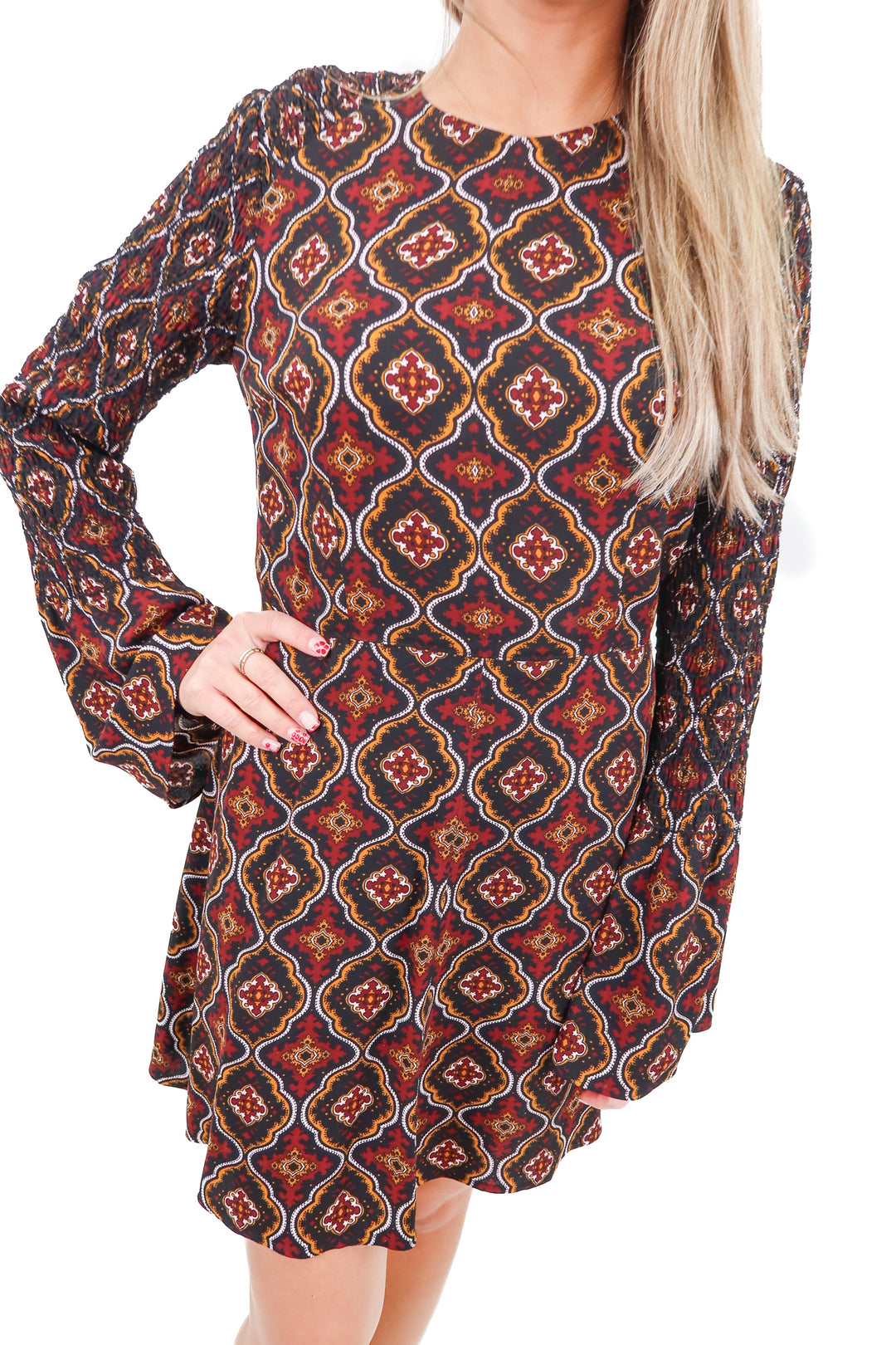 alc maroon/black printed dress (6; retail $425)