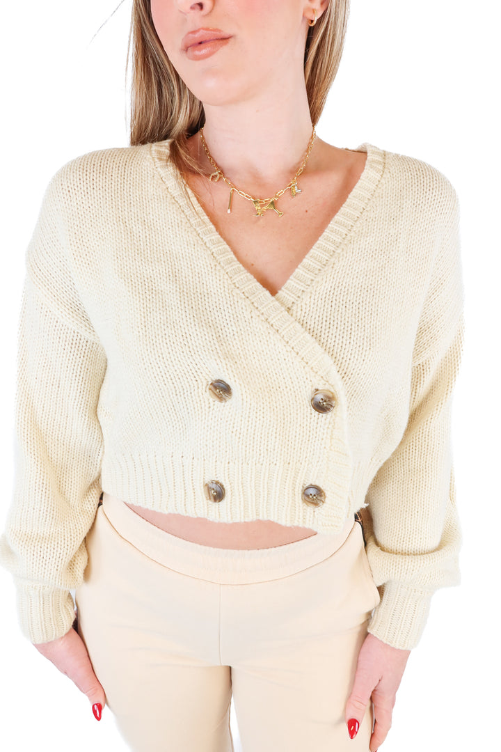 Kittenish Cream Cropped Cardigan (XS)