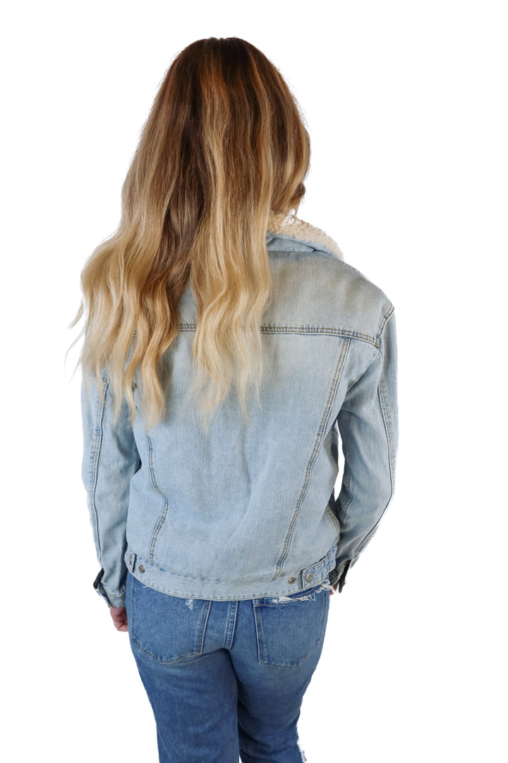 Topshop Sherpa Lined Denim Jacket (4)
