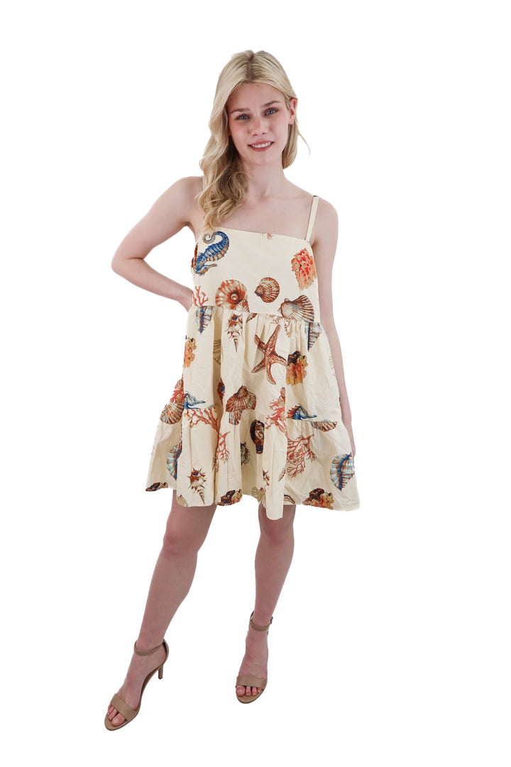 vici yellow seashell print mini dress (l)