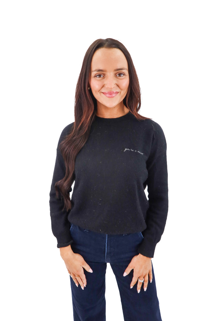 parish la x saint black knit sweater (xs; retail $195)