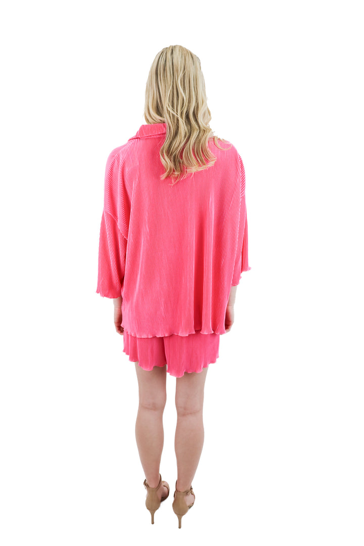 pink plisse top and shorts set (m; retail $35)