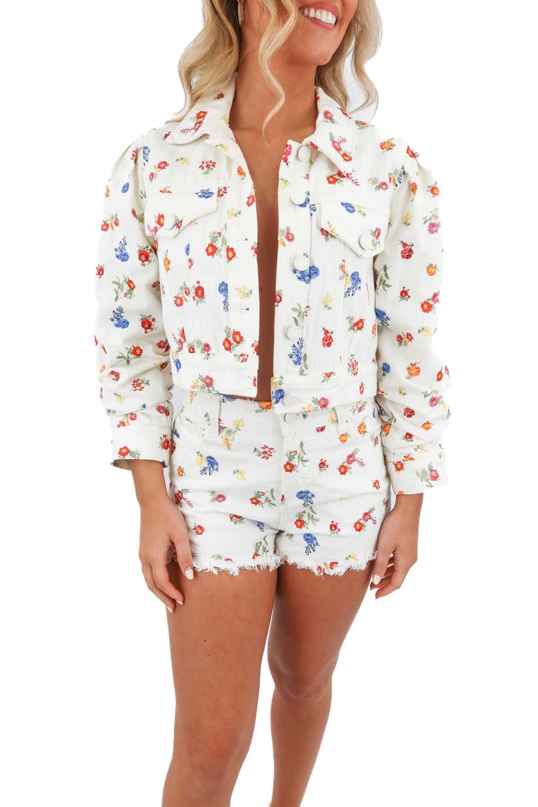 alice + olivia floral denim set (m)*
