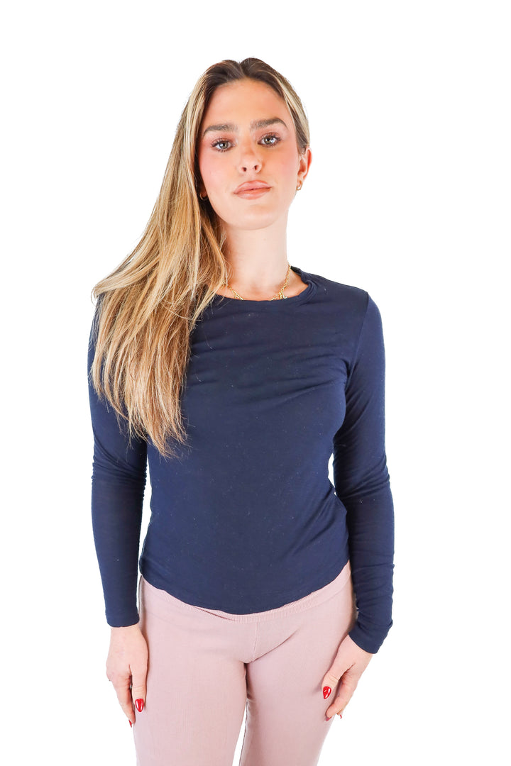 James Perse navy long sleeve top (1; retail $95)