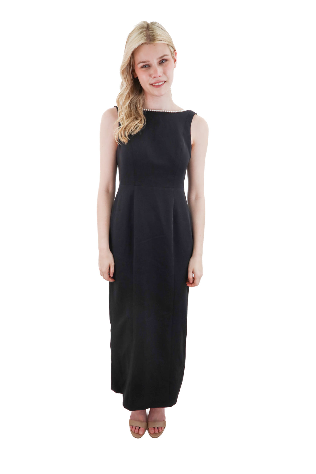 new fashion black midi pearl dress NWT (10; retail $165)