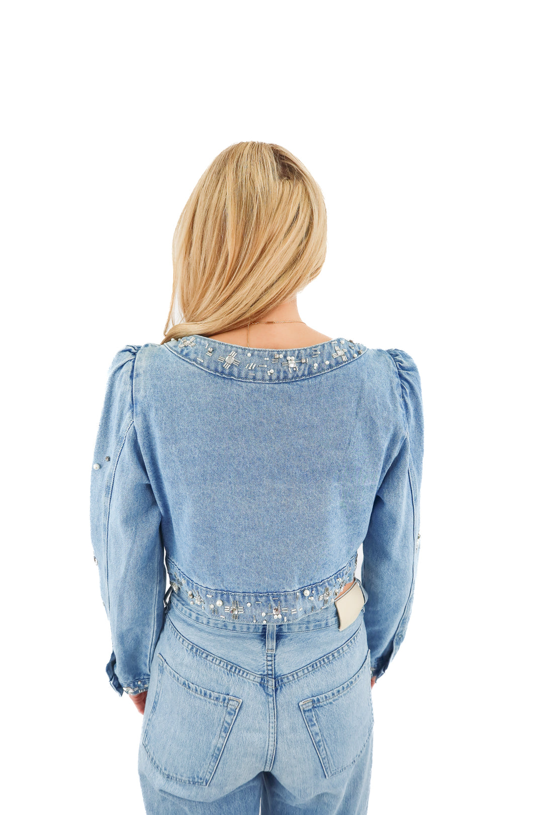 AUCTION pat bo denim beaded jacket (s)- ends 11/11 at 8 pm CT