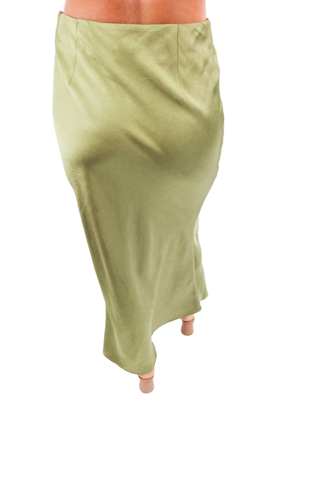 camila coelho green satin maxi skirt (s)