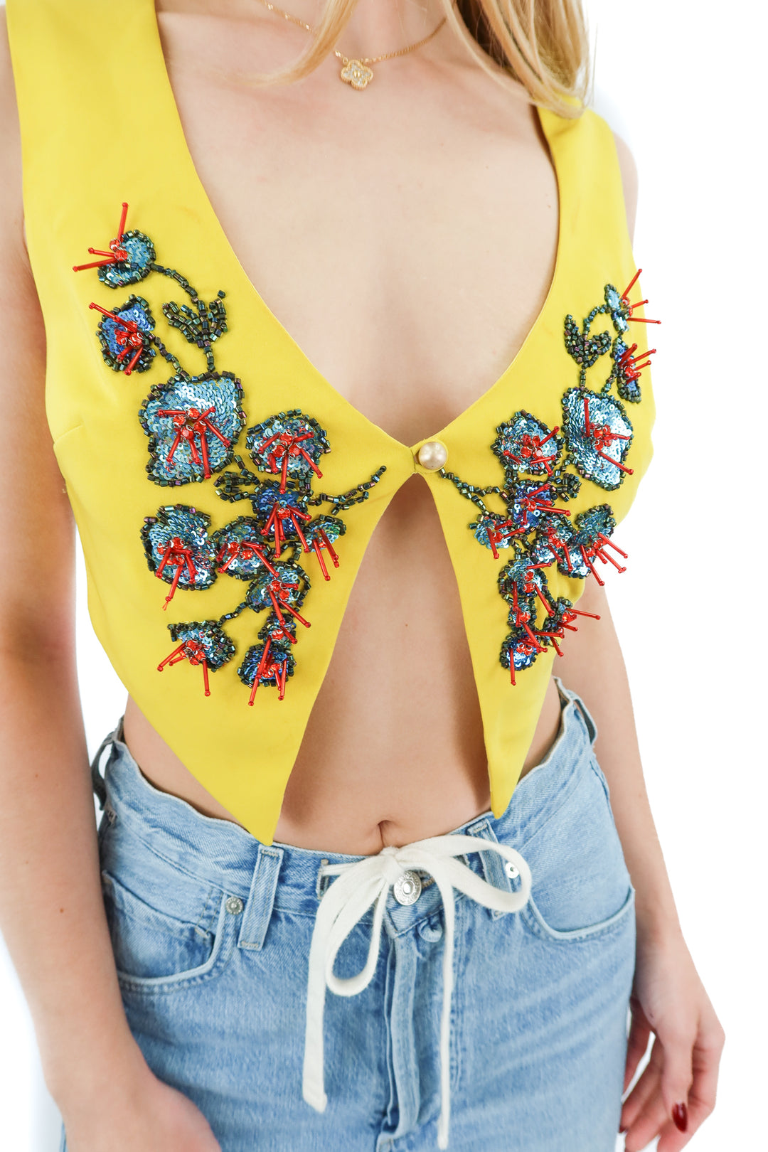 AUCTION cult gaia yellow beaded vest (XS)- ends 11/11 at 8pm CT