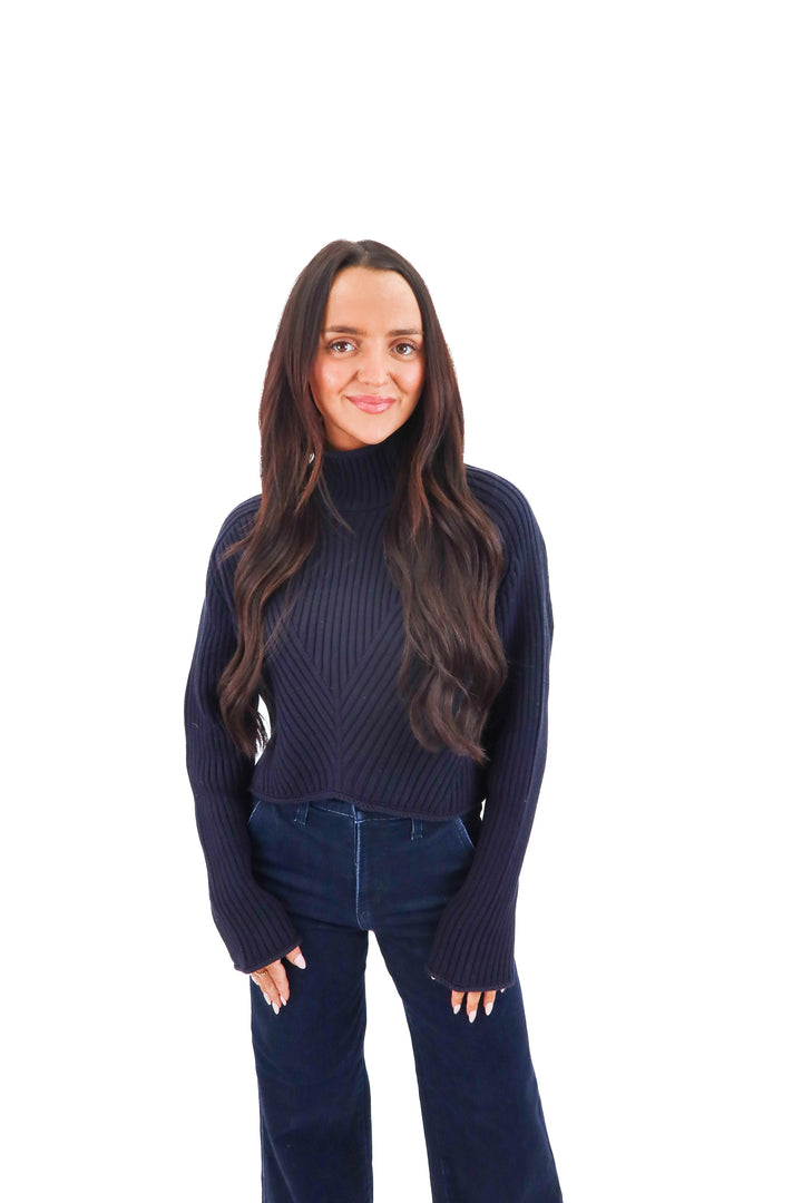 zara navy turtleneck sweater (s)