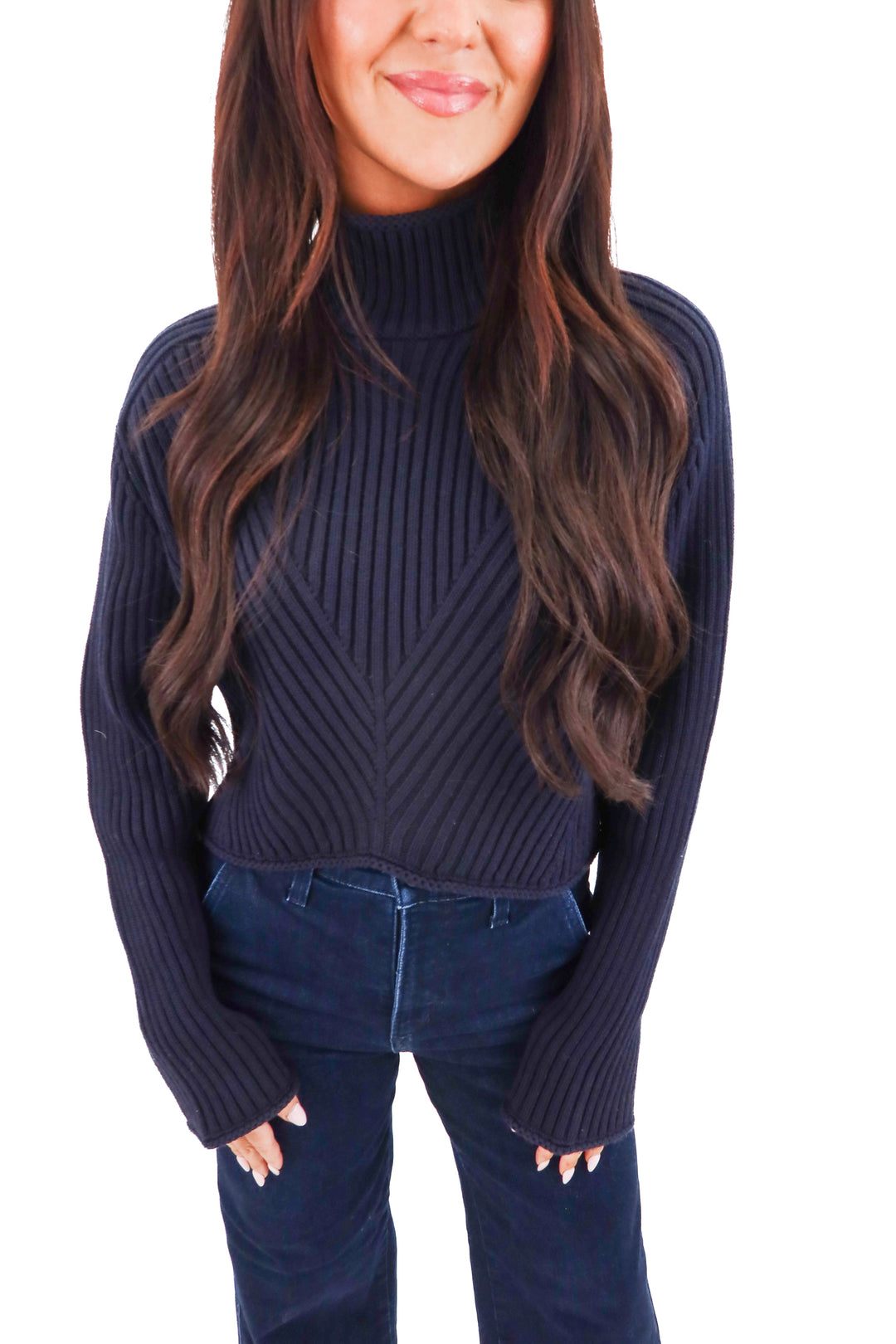 zara navy turtleneck sweater (s)