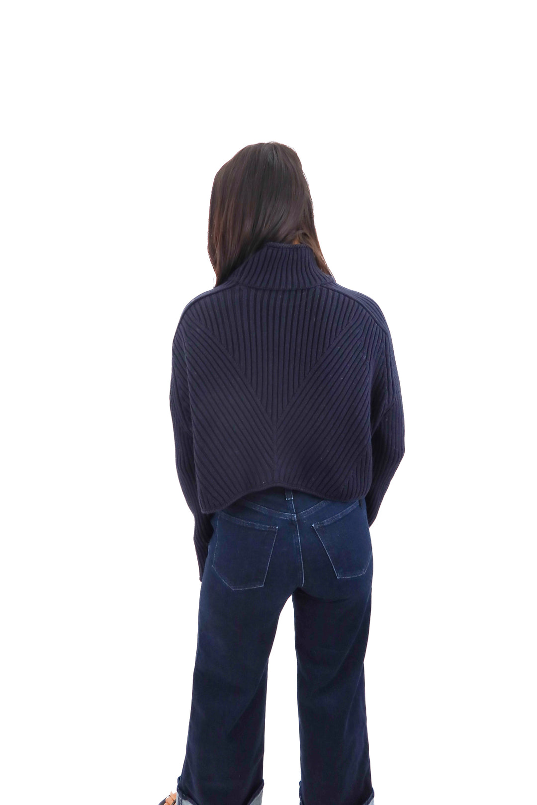 zara navy turtleneck sweater (s)