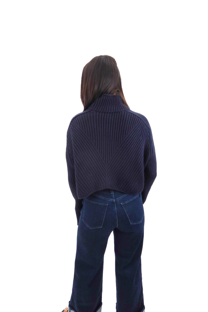 zara navy turtleneck sweater (s)