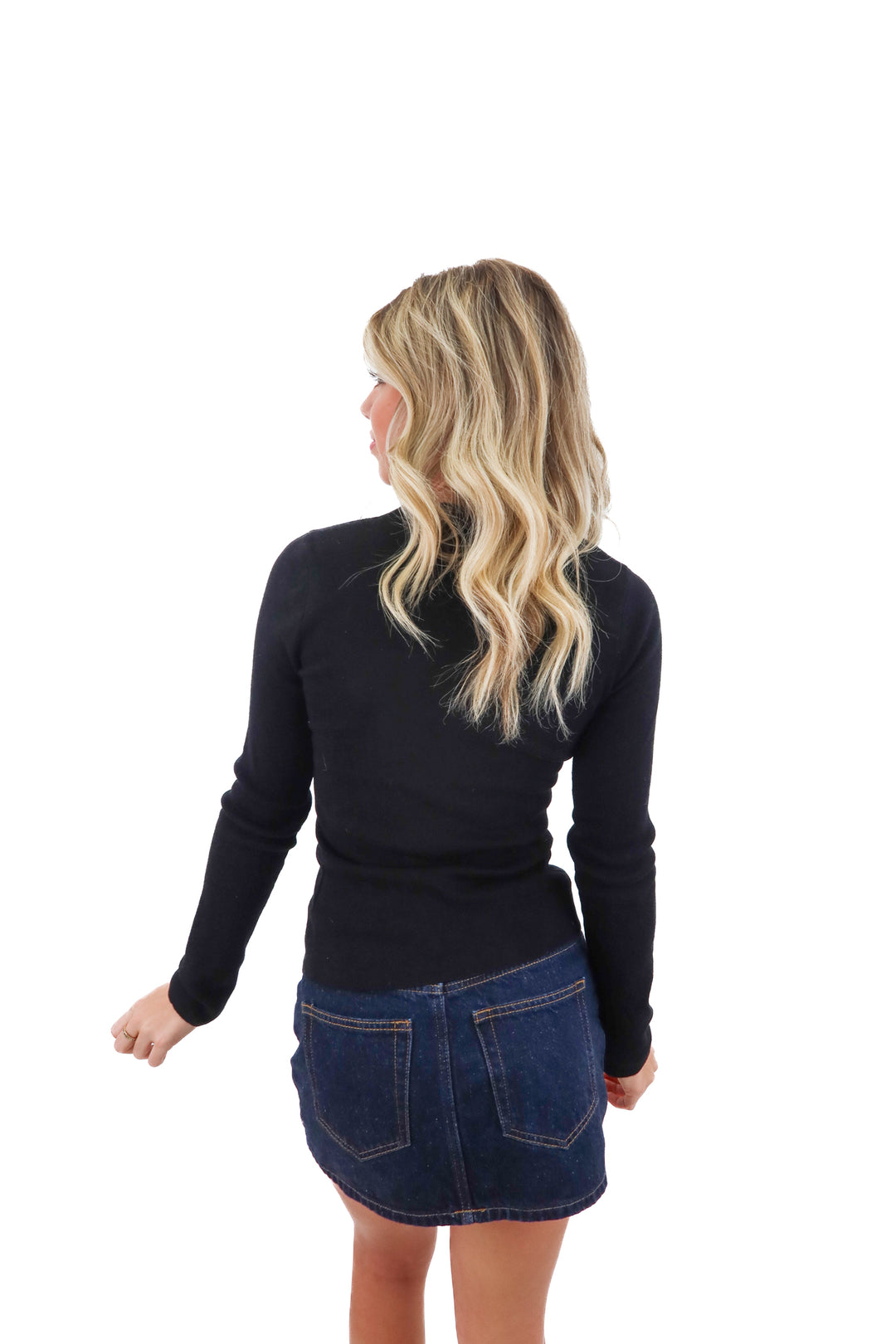 zara black ruffle front long sleeve (s)