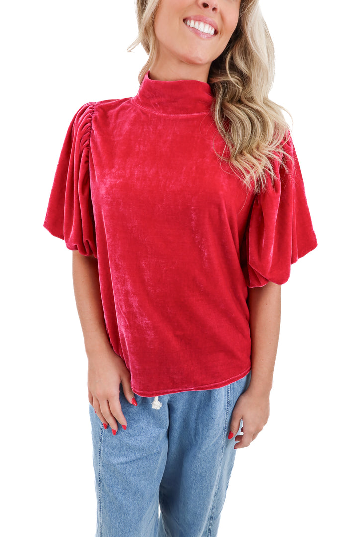 free people pink velour top (l; retail $98)