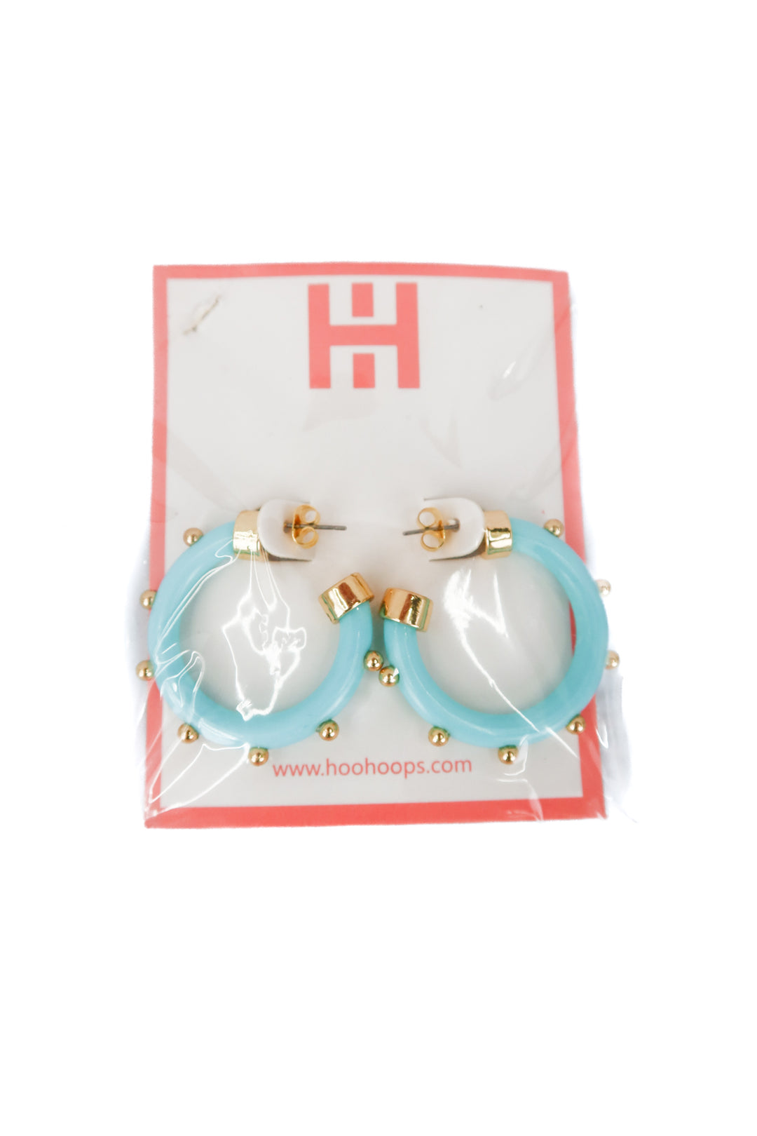HooHoops aqua studded small hoops NWT (retail $38)