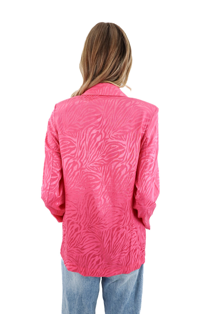 q2 pink zebra blazer jacket (s; est. retail $50)