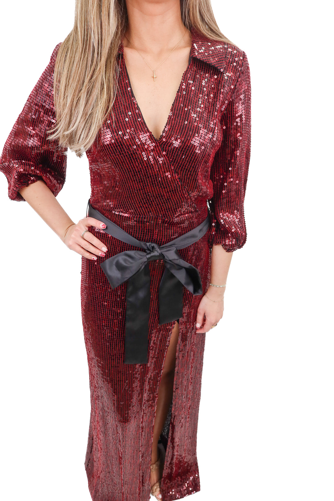alice + olivia red sequin maxi dress (6; retail $495)