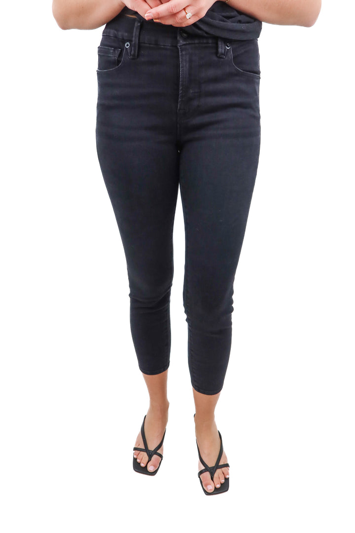 Good American black petite skinny denim (2; retail $155)