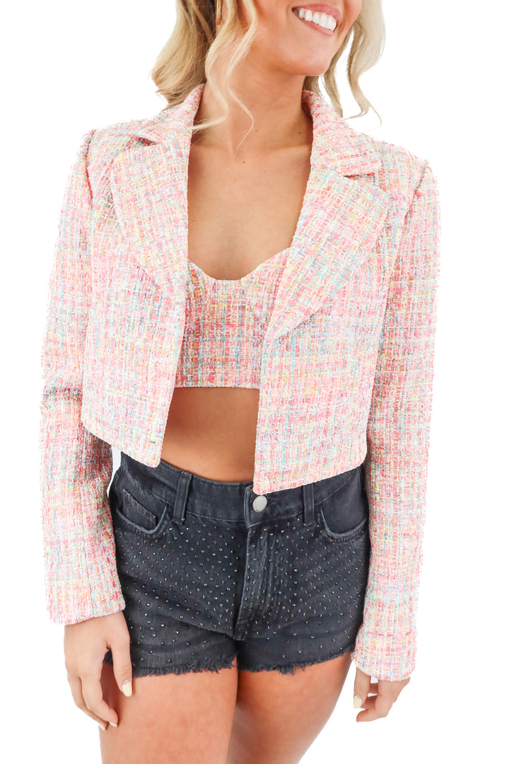AUCTION assignment pink woven blazer/top set (xs)* - fits size 2 best- ends 11/11 at 8pm CT