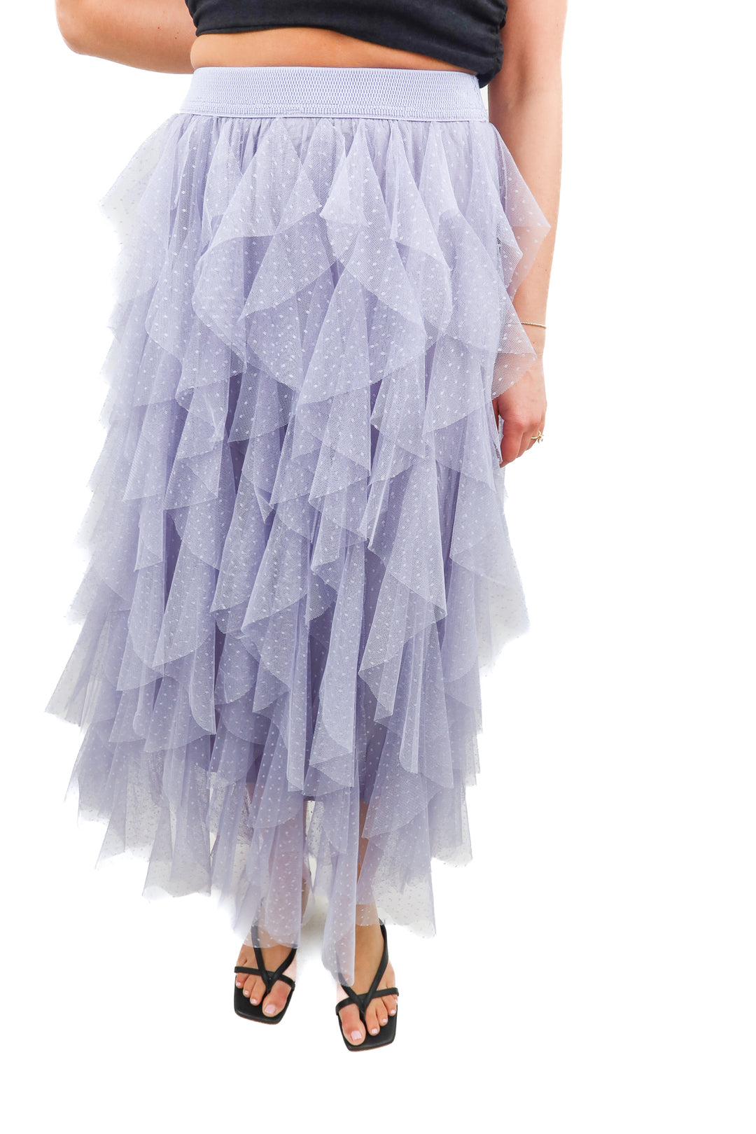 by anthropologie lavender tulle maxi skirt (XS; retail $158)