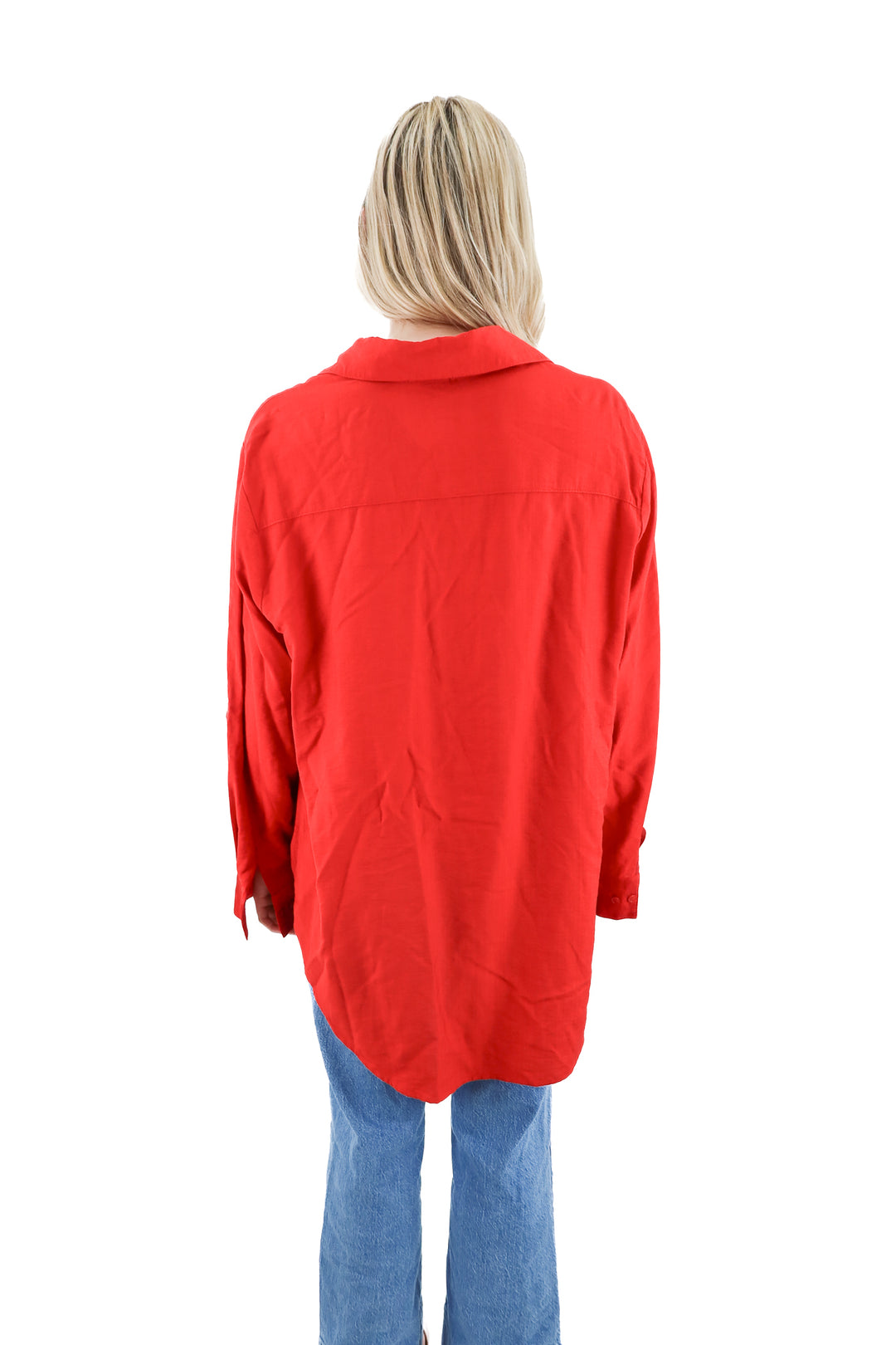 vici red button up top (l; retail $80)