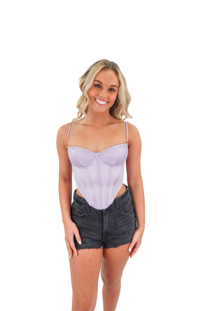 AUCTION house of cb purple corset top (XS)* Fits like XXS - size 00- ends 11/11 at 8pm CT