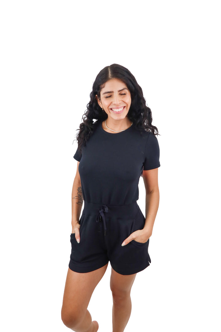 Spanx black airluxe romper NWT (XS; retail $128)