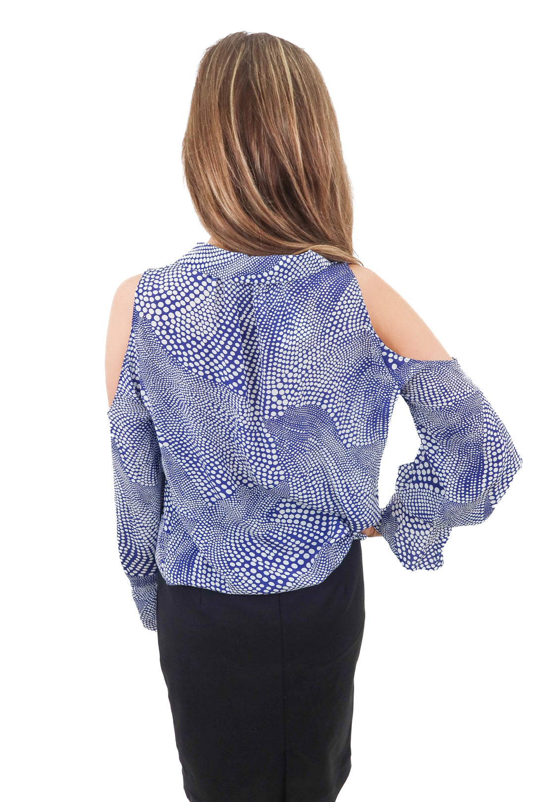 ramy brook blue cold shoulder blouse (xs; retail $325)