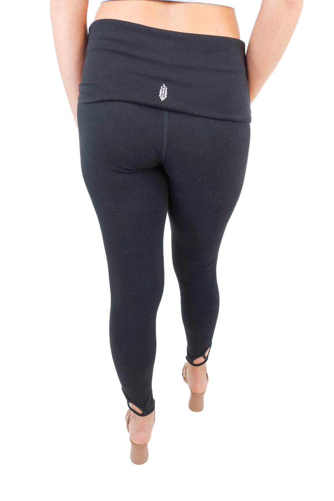 Free People Movement Black Folder Waist Ankle Cutout Leggings (S)