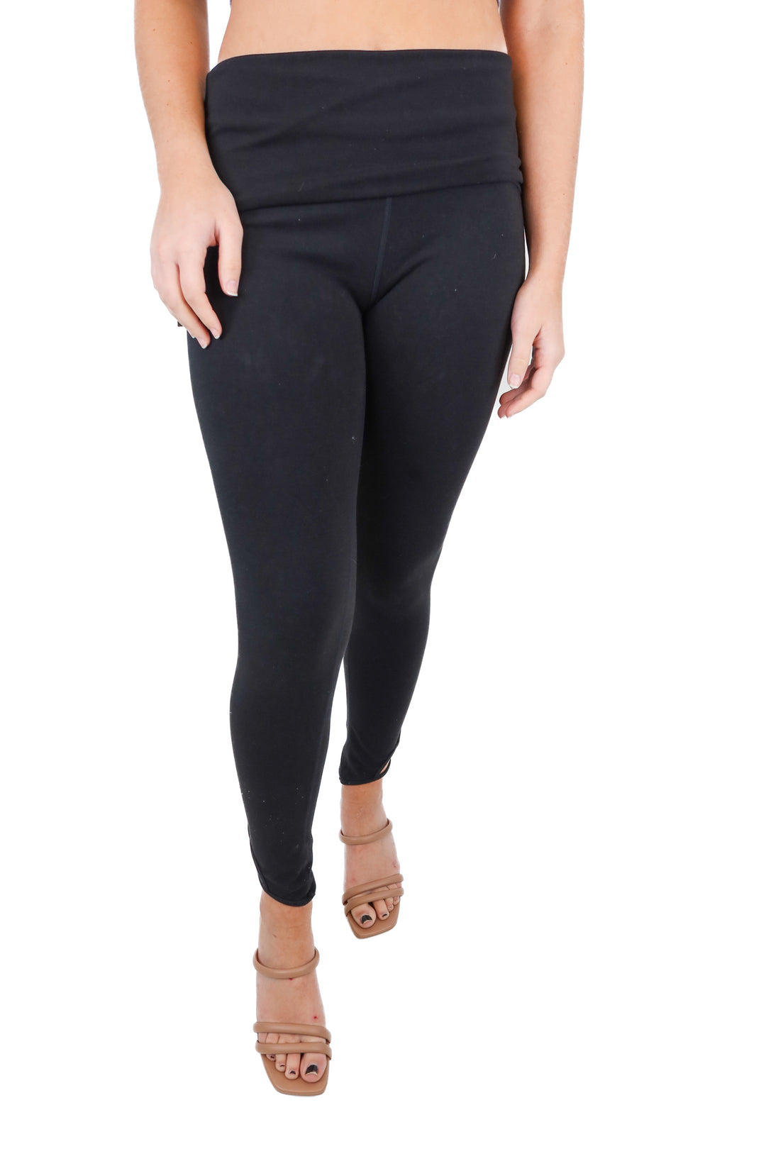 Free People Movement Black Folder Waist Ankle Cutout Leggings (S)