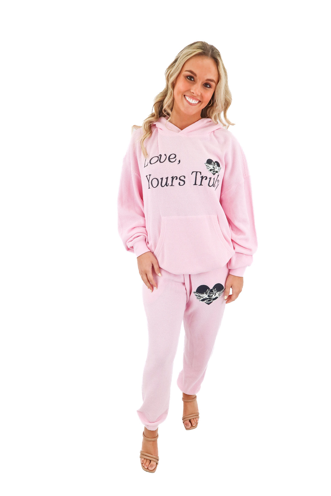 AUCTION boys lie pink waffle knit sweat set (m/l)* - fits a size 2 to 8- ends 11/11 at 8pm CT