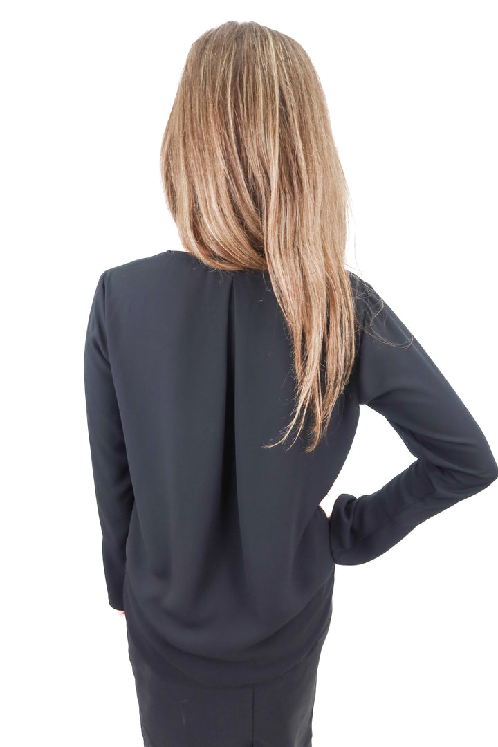 veronica m black surplice top (xs; retail $68)