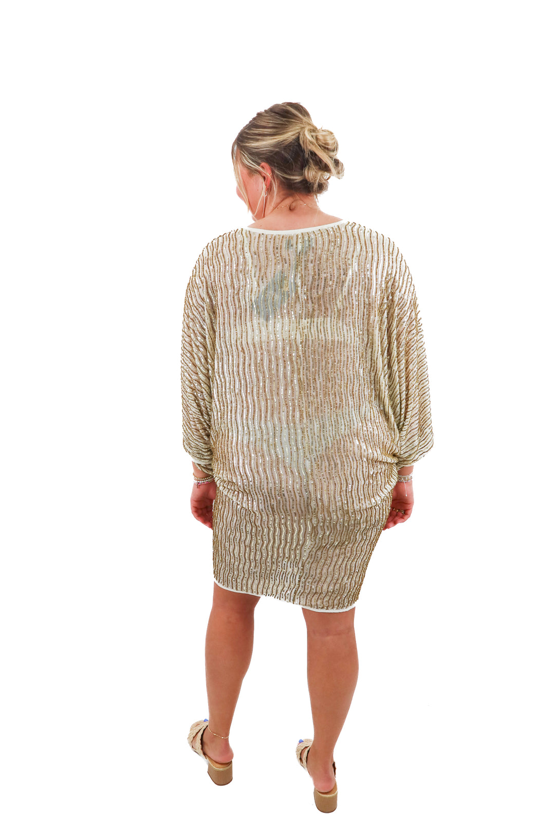 ABS Gold Beaded Party Dress NWT (10; retail $198)