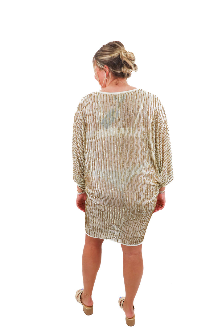 ABS Gold Beaded Party Dress NWT (10; retail $198)