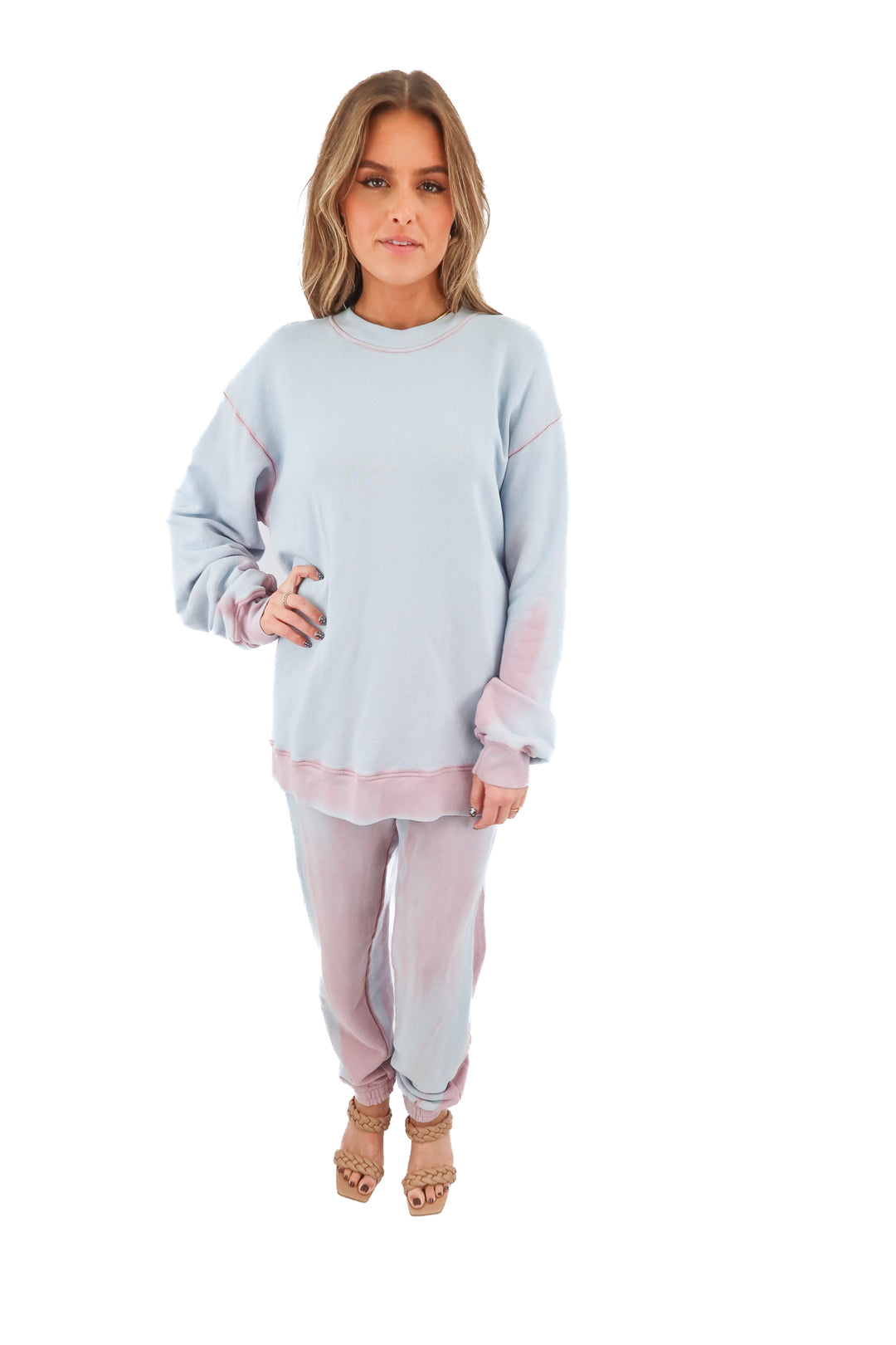AUCTION cotton citizen blue/pink sweat set (s) - fits a size 2 to 6