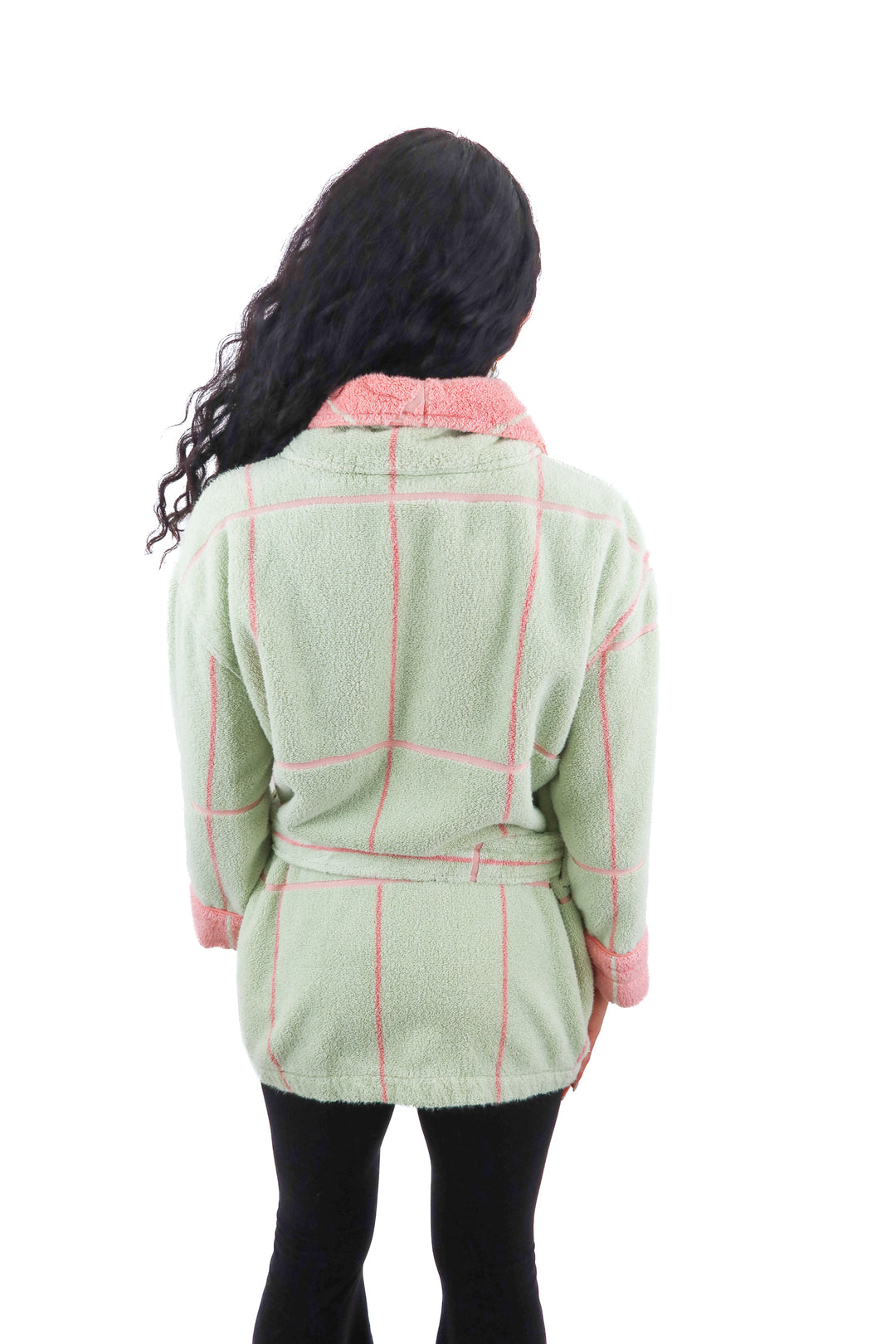 Cozy Earth green pink terry robe (XS)
