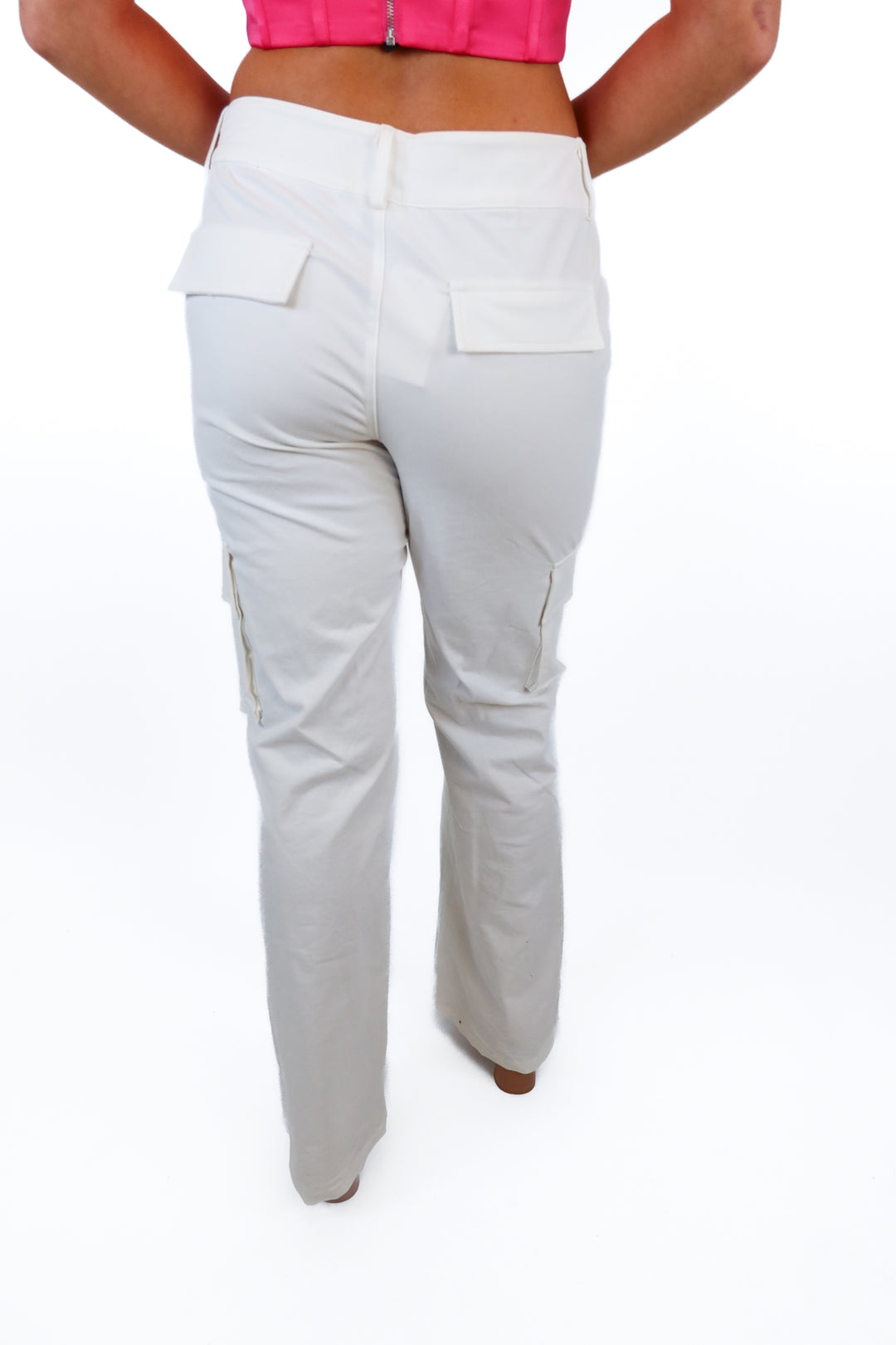 princess polly white cargo pants (s)