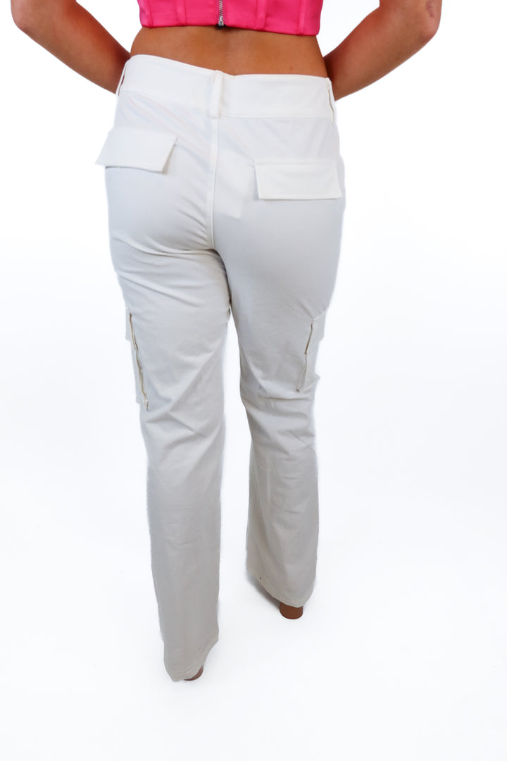 princess polly white cargo pants (s)
